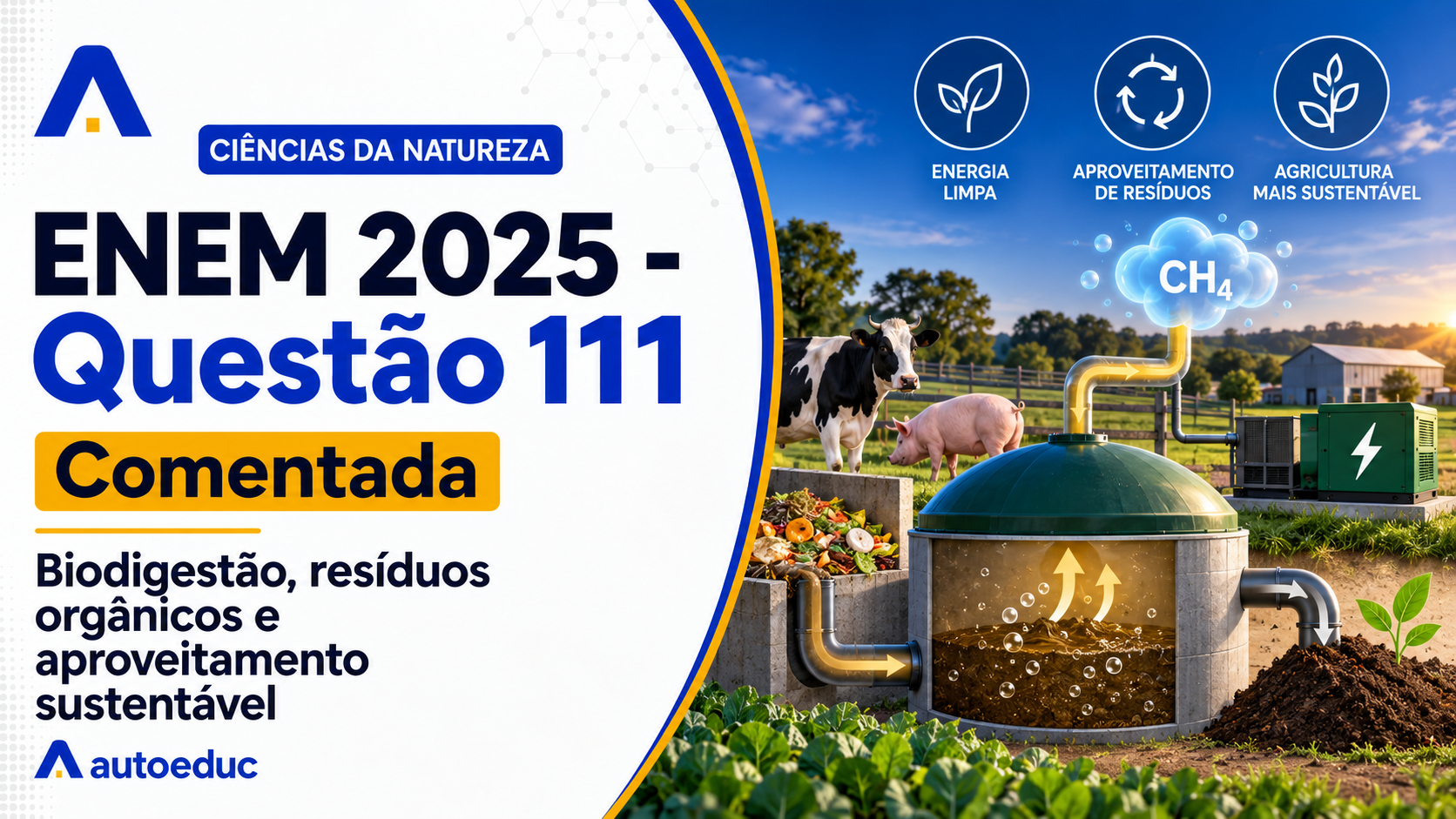Resolução comentada da questão 111 de Biologia do ENEM 2025 sobre impactos ambientais — eutrofização, com explicação passo a passo e análise das alternativas.