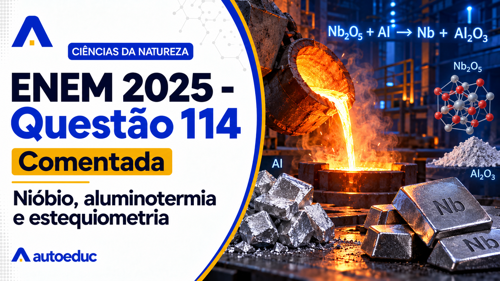 Resolução comentada da questão 114 de Química do ENEM 2025 sobre estequiometria, com explicação passo a passo e análise das alternativas.