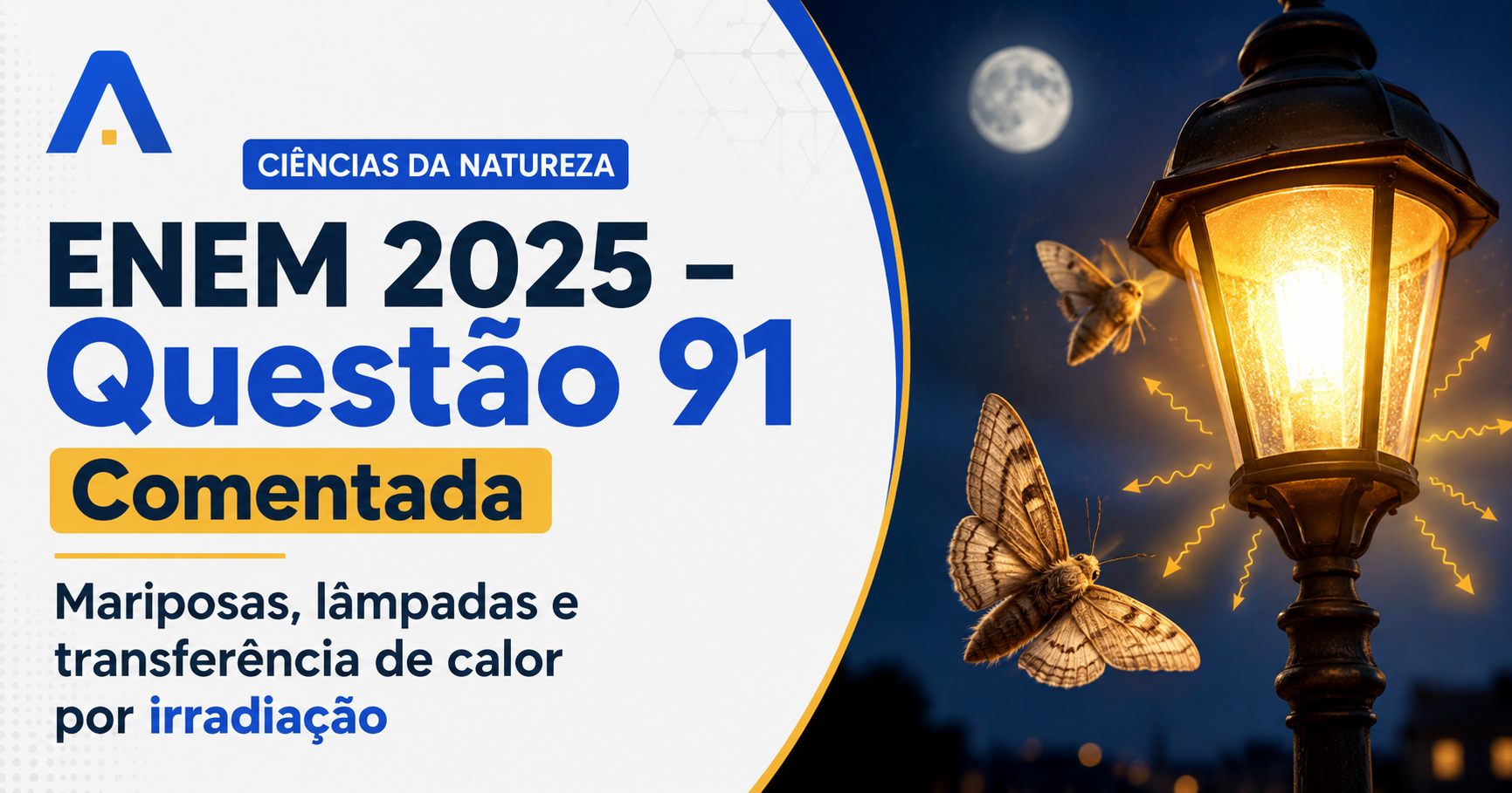 Resolução comentada da questão 91 de Física do ENEM 2025 sobre transferência de calor, com explicação passo a passo e análise das alternativas.