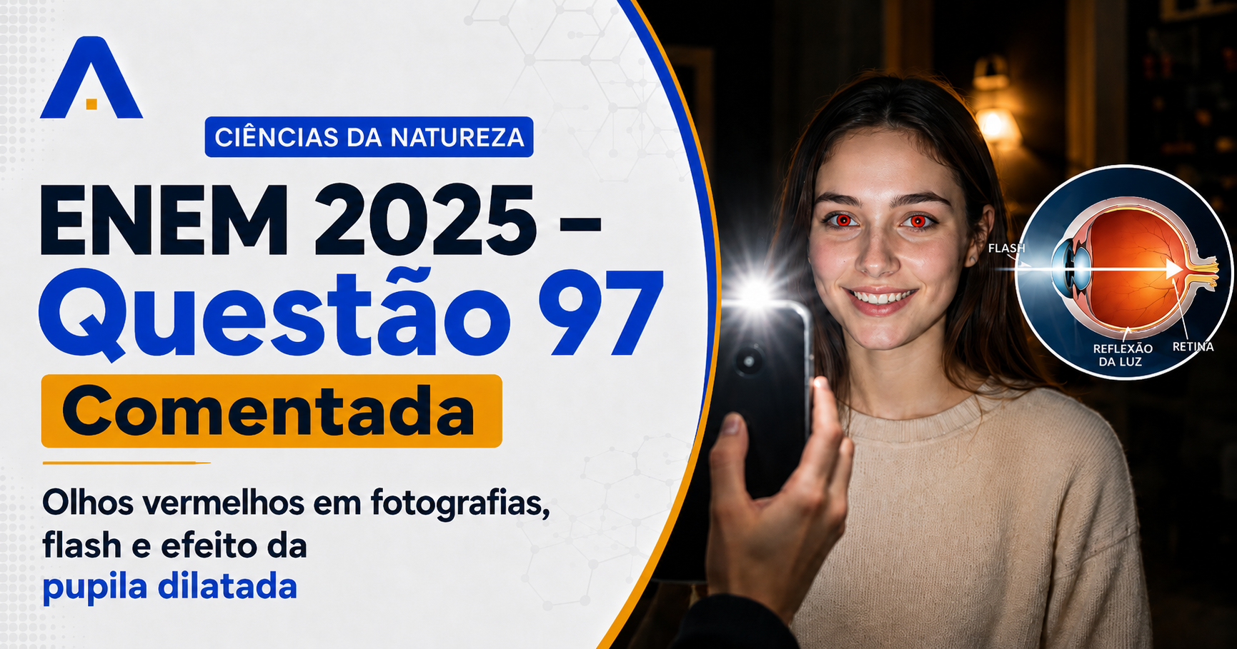 Resolução comentada da questão 97 de Biologia do ENEM 2025 sobre fisiologia da visão, com explicação passo a passo e análise das alternativas.